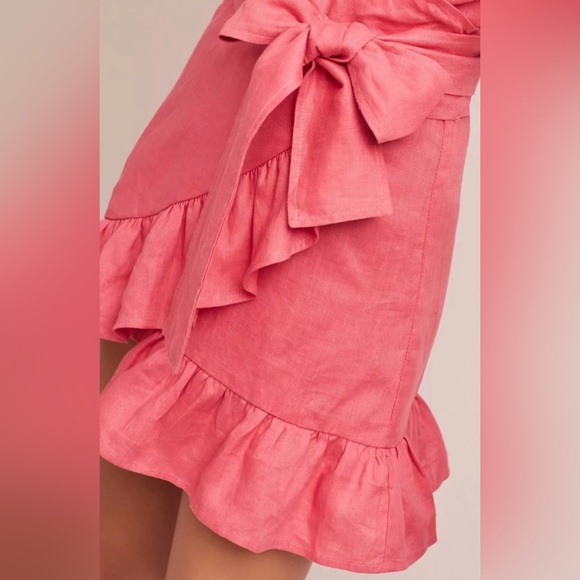 NWT Anthropologie 4our Dreamers Women's Pink Linen  Wrap Dress Size Large - Picture 4 of 11